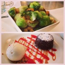 Gluten-free brussels sprouts and cake from Extra Virgin